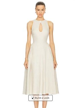 white christmas dresses Clementine Milky Beige Bow Spaghetti Strap Midi Dress – PDC main image 1